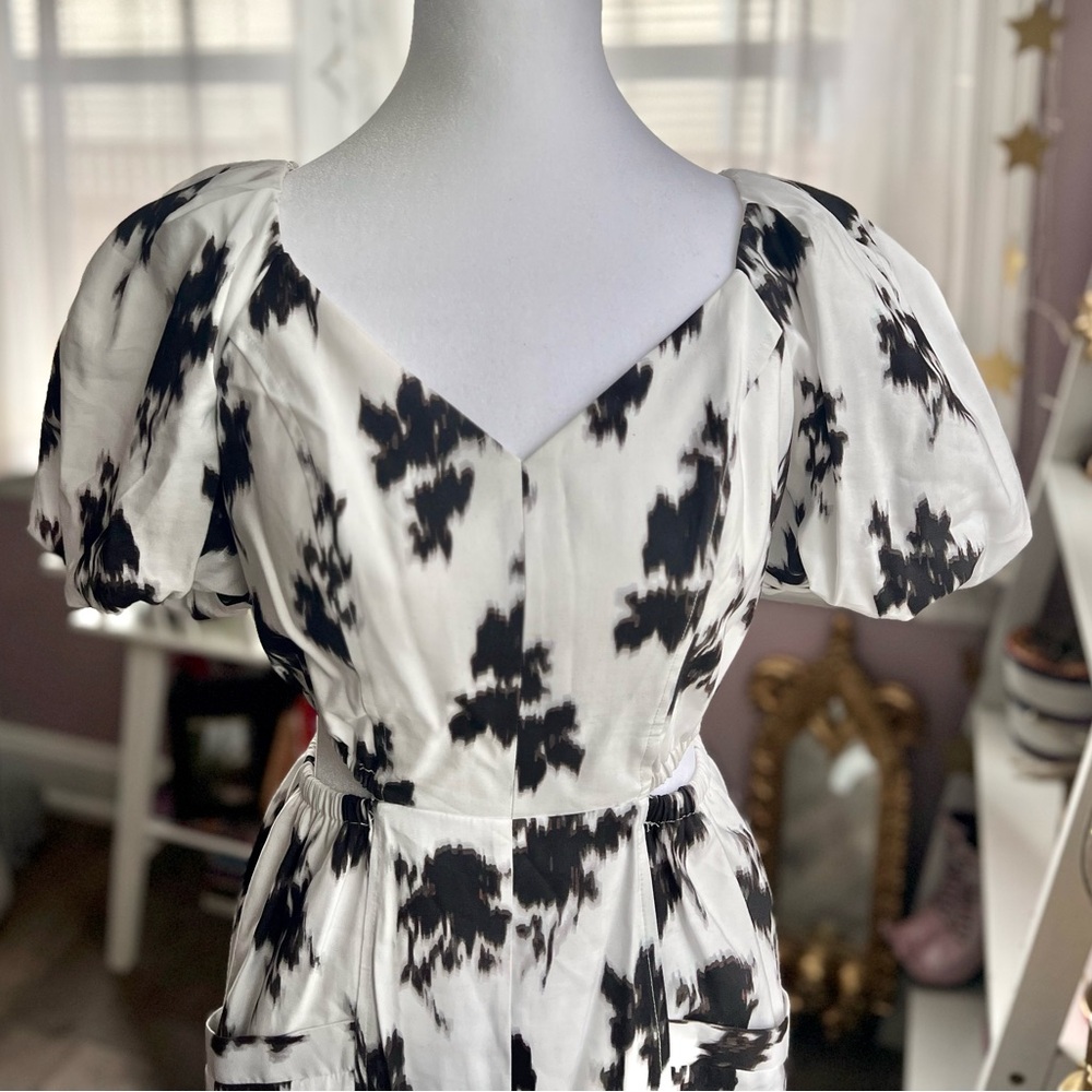 Prabal Gurung Black and White Puff Sleeve Mini Dress - Picture 4 of 7